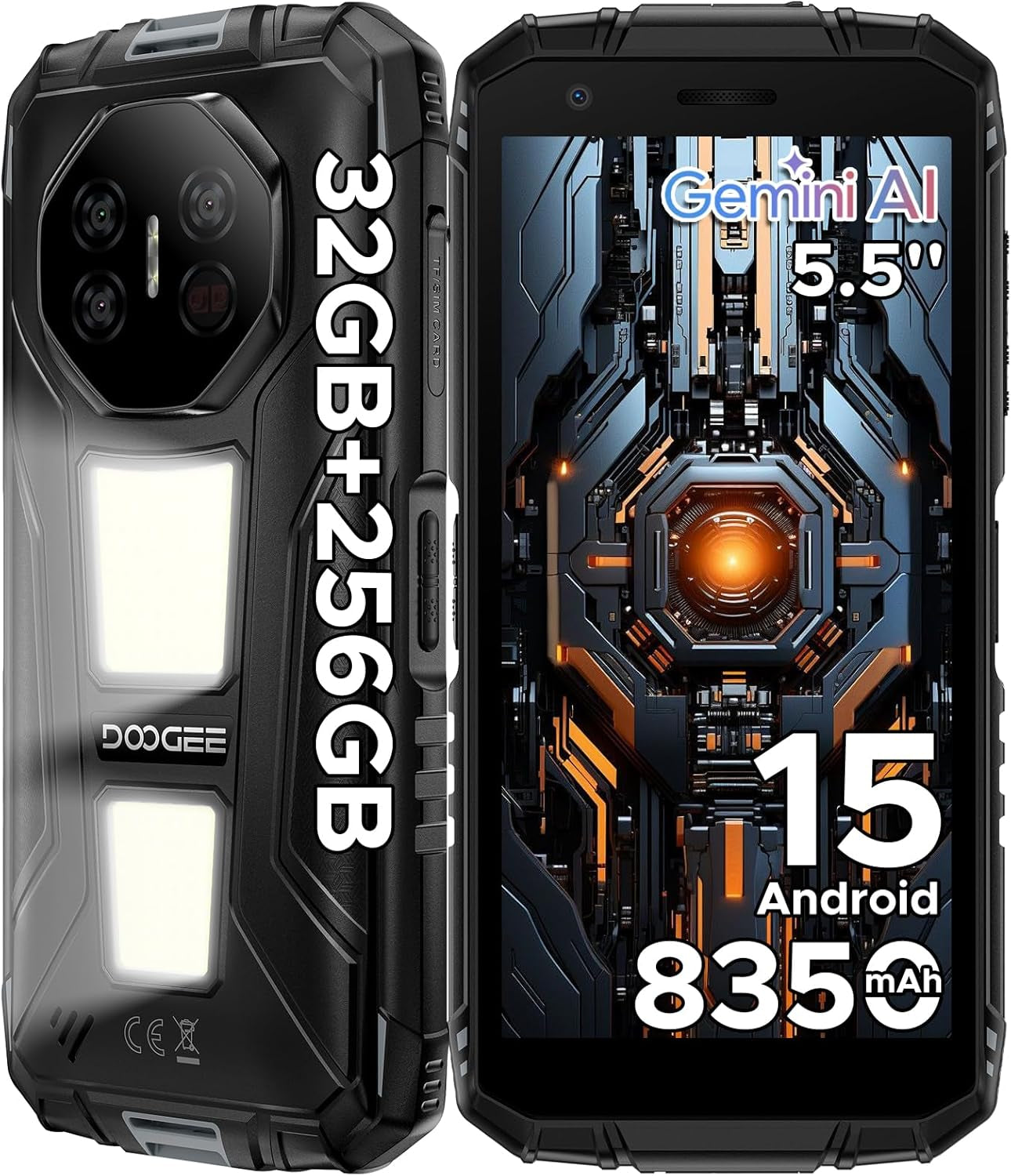 DOOGEE Fire 3 Max - Celular Indestructible Compacto (5.5) con Visión Nocturna | 32GB+256GB
