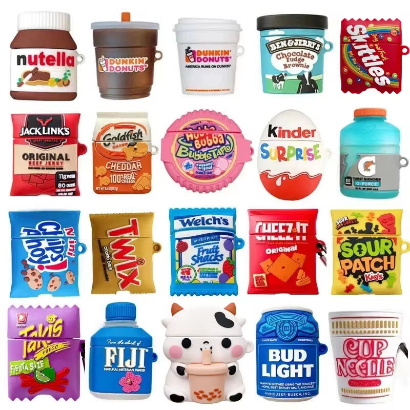 For Airpods 4 Case 3D Snacks Sugar Drinks Creative Earphone Case for Airpods Pro 1 2 3 Cartoon Silicone Cover for Airpods Pro 3