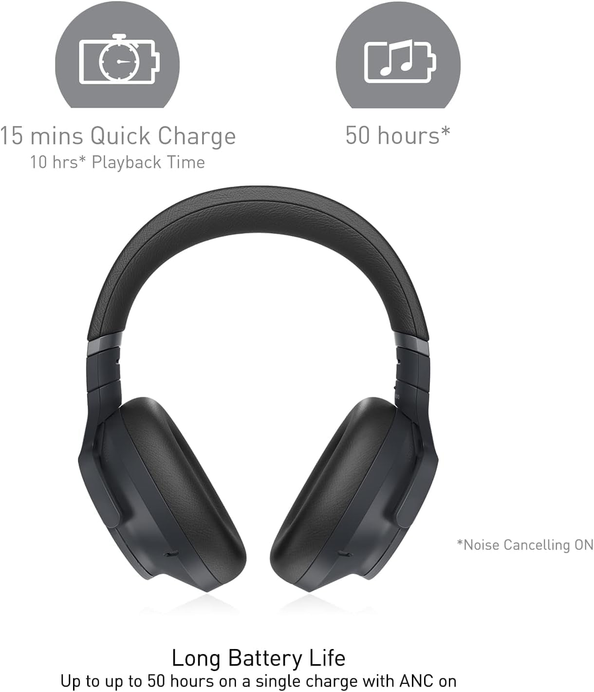 '- Wireless Noise Cancelling Over-Ear Headphones with 2 Device Multipoint Connectivity - EAH-A800-K Black