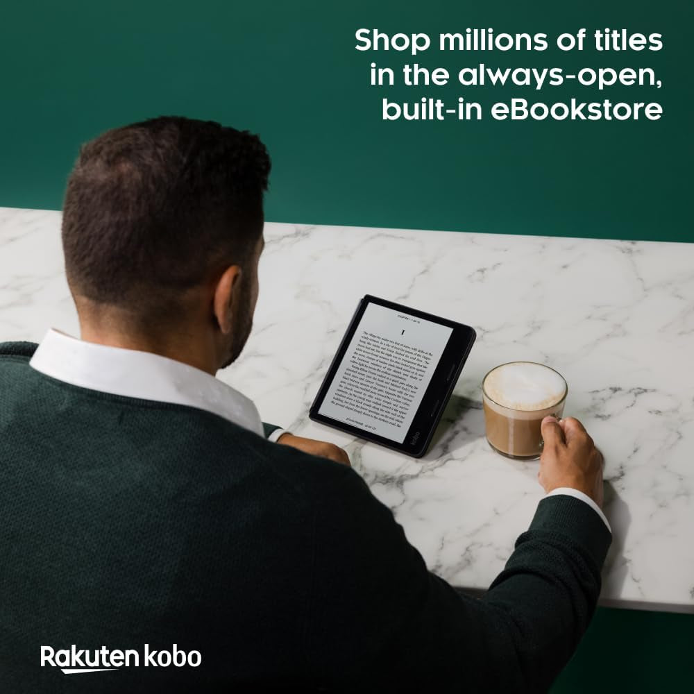 Sage | Ereader | 8” HD Glare Free Touchscreen | Waterproof | Adjustable Brightness and Color Temperature | Blue Light Reduction | Bluetooth | Wifi | 32GB of Storage | Carta E Ink Technology