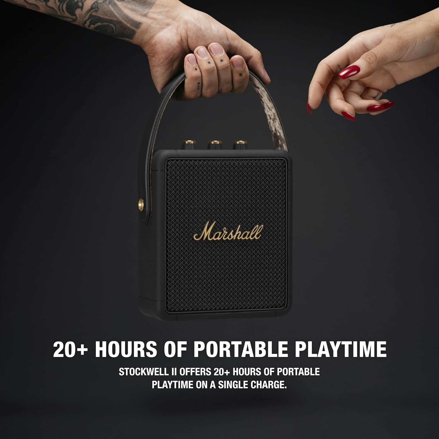 Stockwell II Portable Bluetooth Speaker, Black and Brass
