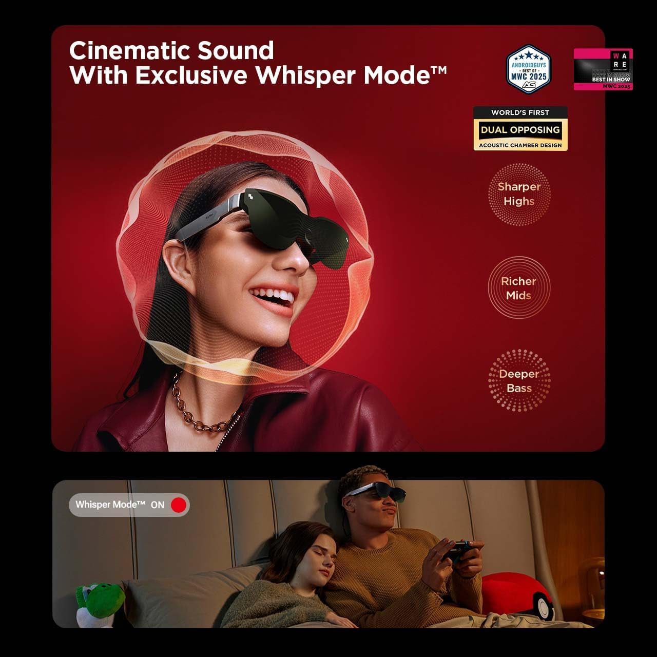 Air 3S AR/XR Glasses, 201" 120Hz FHD Hueview Display, Portable AR Video Eyewear Gaming Glasses for Iphone 16/15, Android, Mac, Switch, PS5, Steam Deck - Next-Gen Wearable Theater