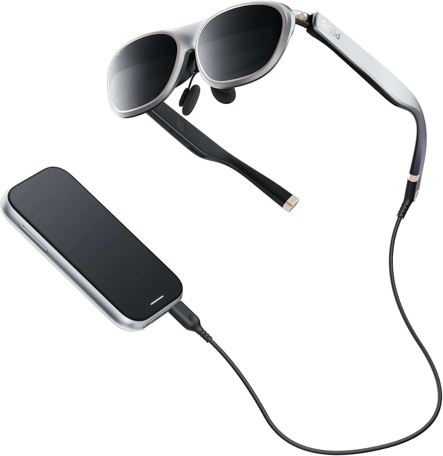 AR Spatial Glasses Silver, AR Glasses Max2 Silver with Station2, 360" Micro-Oled Three-Screen Display,120Hz OLED, 600 Nits, Multi-Tasking for Work & Gamingrt Console, Android, Windows Compatible