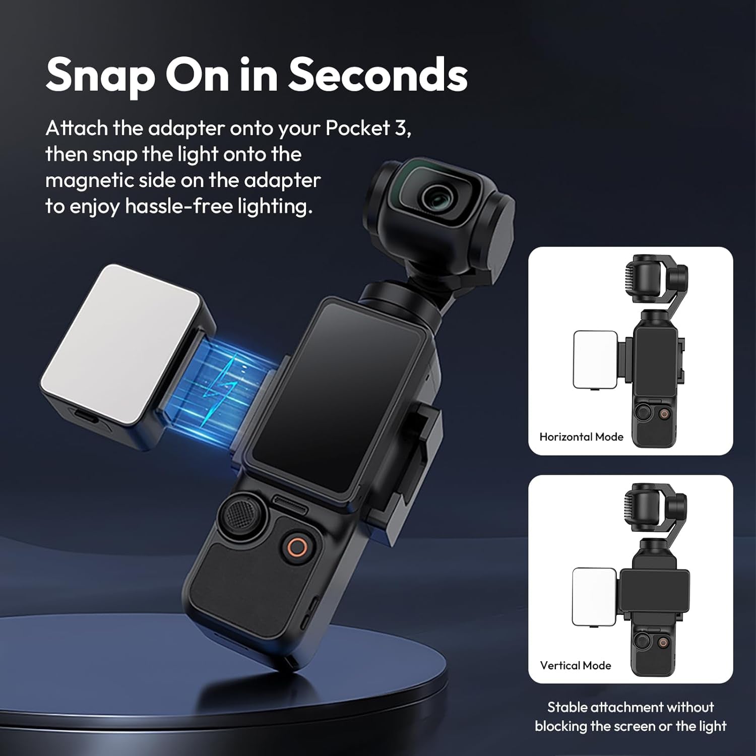 LM001 Magnetic Mini Light for DJI Osmo Pocket 3/Xtra Muse, 2W USB C Rechargeable Auxiliary LED Fill Light, 500Mah, 5800K, CRI ≥95, IPX4 Water Resistance, Brightness 3 Levels Adjustable