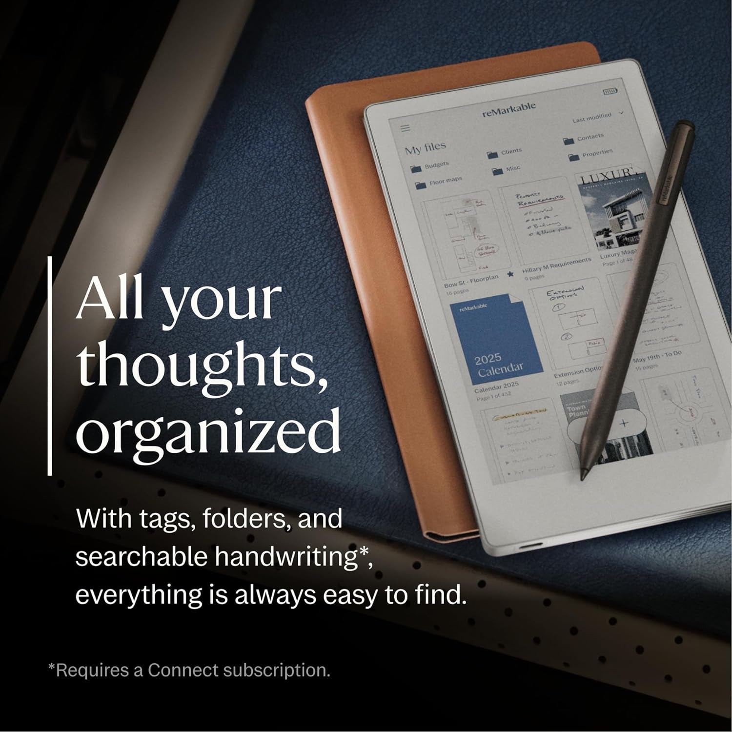 Paper Pro Move - Weave Folio Bundle | Ultraportable Color 7.3" Paper Tablet with Marker plus Pen with Eraser, and a Book Folio Cover in Mosaic Weave – Basalt