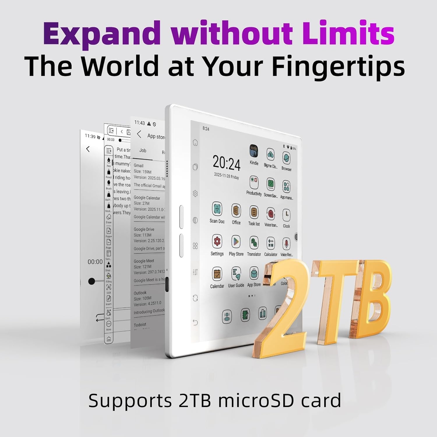 B7 Pro Android 14 Tablet with 8GB RAM, 256GB Storage, Dimensity 1080 Octa-Core 2.6Ghz Processor, Color E-Paper Display 7 Inch Ebook Reader with 4G Connectivity