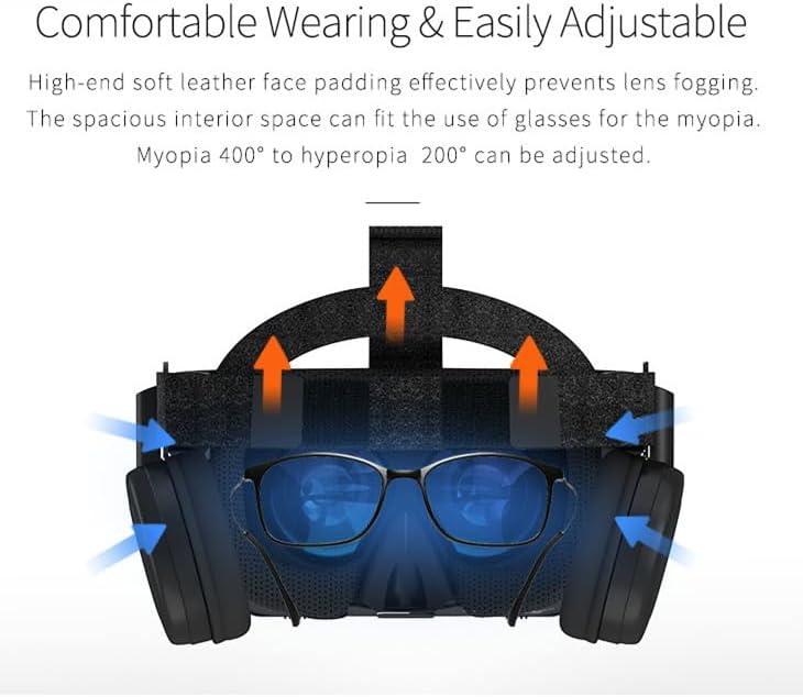 Lentes 3D de realidad virtual (VR) para smartphones Google Cardboard, cascos de realidad virtual inalámbricos con Bluetooth y estéreo para Android, iOS, iPhone 12, 11 Pro Max, Mini X, XR, S8, 7, Samsung (4.7-6.2 pulgadas)