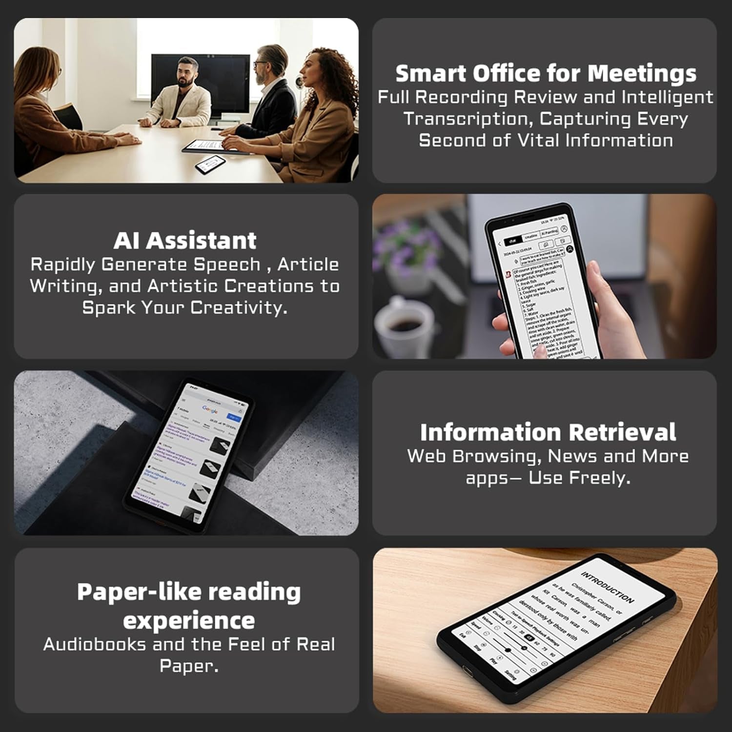 Color E-Ink Screen Mobile Hibreak, 6G+128GB Android 11 Smartphone, 36-Level Front Light, USB-C, 3300Mah Battery, 5+13MP Camera - Black