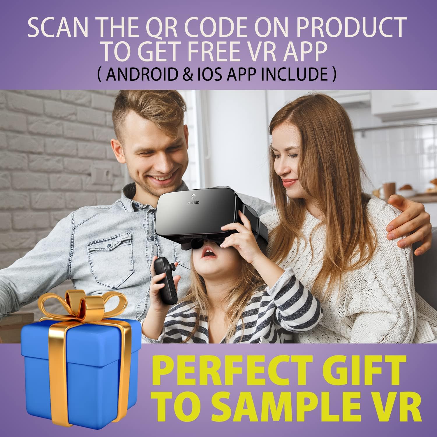 Gafas de realidad virtual V5 para teléfono con controlador, lentes HD con protección contra ojos azules, campo de visión de 110°, compatibles con iPhone 17/16/15/14/13/12/11, Samsung y Android - Negro