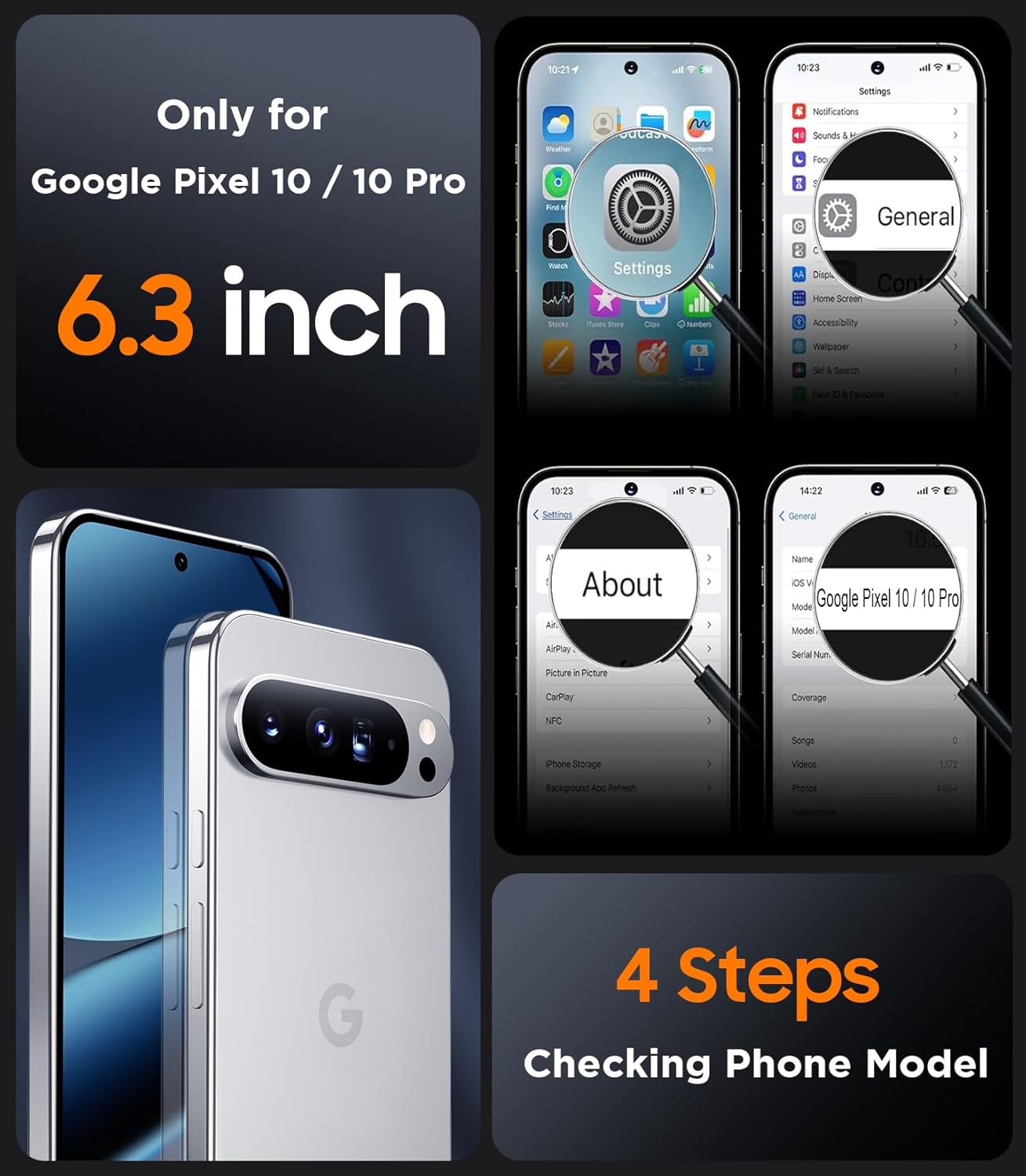 Funda magnética para Google Pixel 10/Pixel 10 Pro, protección contra caídas de grado militar, delgada, translúcida, mate, a prueba de golpes y antihuellas, para Pixel 10/10 Pro, color negro