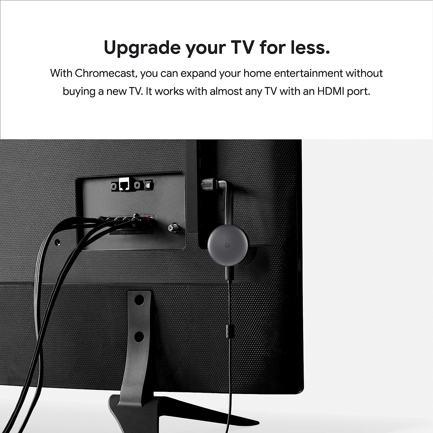 Chromecast - Dispositivo de transmisión con cable HDMI - Transmite programas, música, fotos y deportes desde tu teléfono a tu televisor, incluye funda y paño de limpieza (versión japonesa) - Compatible con EE. UU.