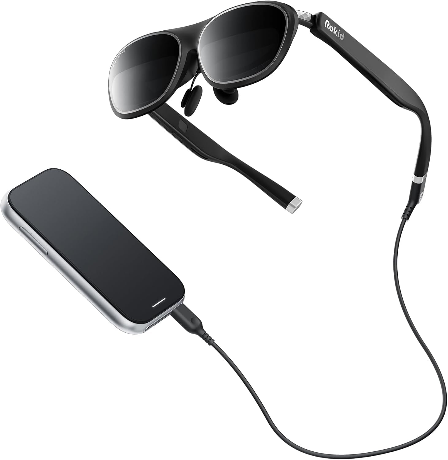 AR Spatial Video Glasses with 3-Screen Display, Max2 Black AR Glasses & Station2 Spatial Computer with 360" Micro-Oled, 120Hz OLED, 600 Nits, Multi-Tasking for Gaming