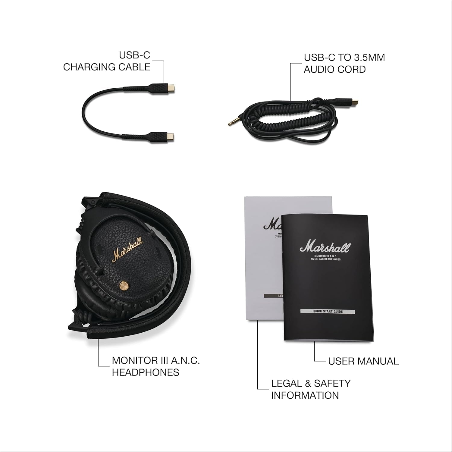 Monitor III A.N.C. Over-Ear Bluetooth Headphones - Active Noise Cancelling with Microphone | 100+ Hrs Wireless Playtime | Lightweight, Foldable Design for Travel - Black