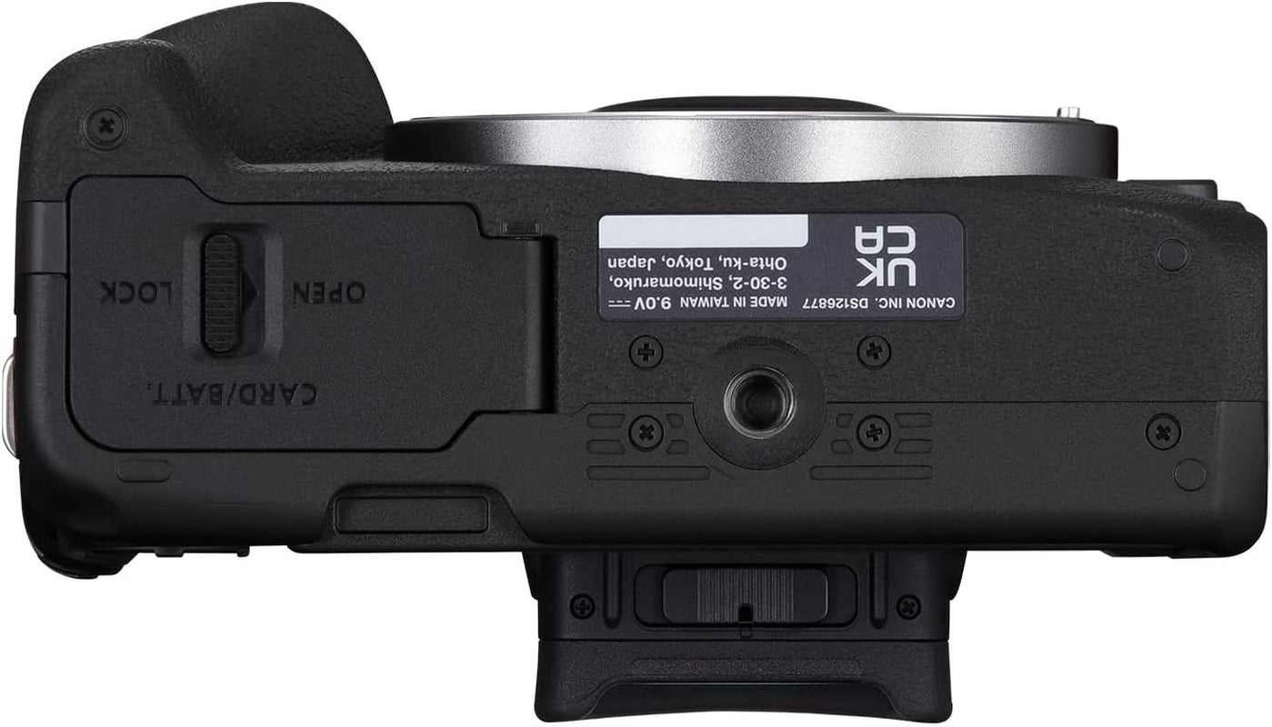 EOS R50 Mirrorless Vlogging Camera (Body Only/Black), RF Mount, 24.2 MP, 4K Video, DIGIC X Image Processor, Subject Detection & Tracking, Compact, Smartphone Connection, Content Creator