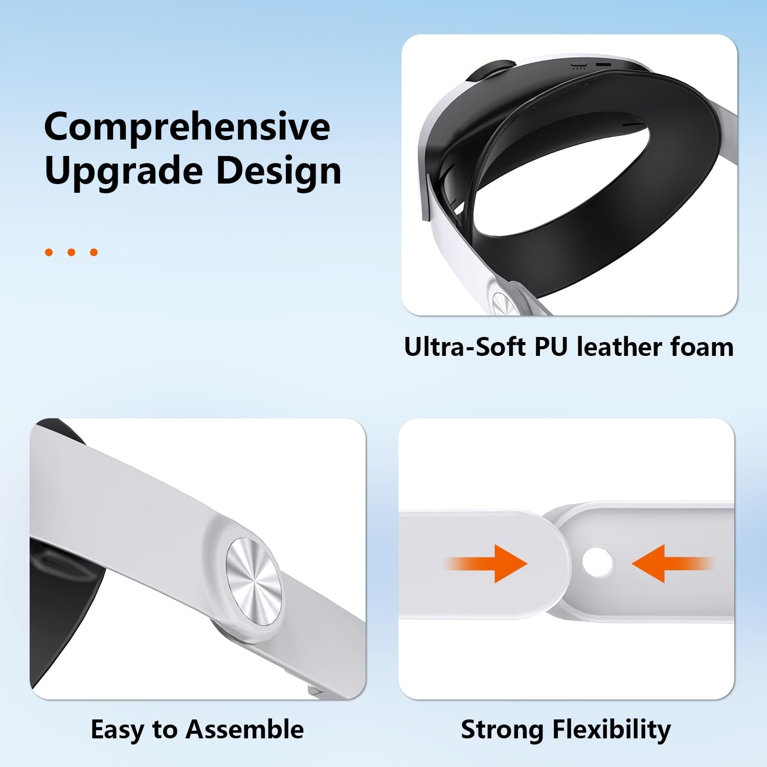 RGB VR Headset for Oculus/Meta Quest 3/3S Head Strap with 10000Mah Battery, Rechargeable Elite Strap Extend 4-6H Playtime and Adjustable for VR Headset Compatible with Quest 3/3S Accessories