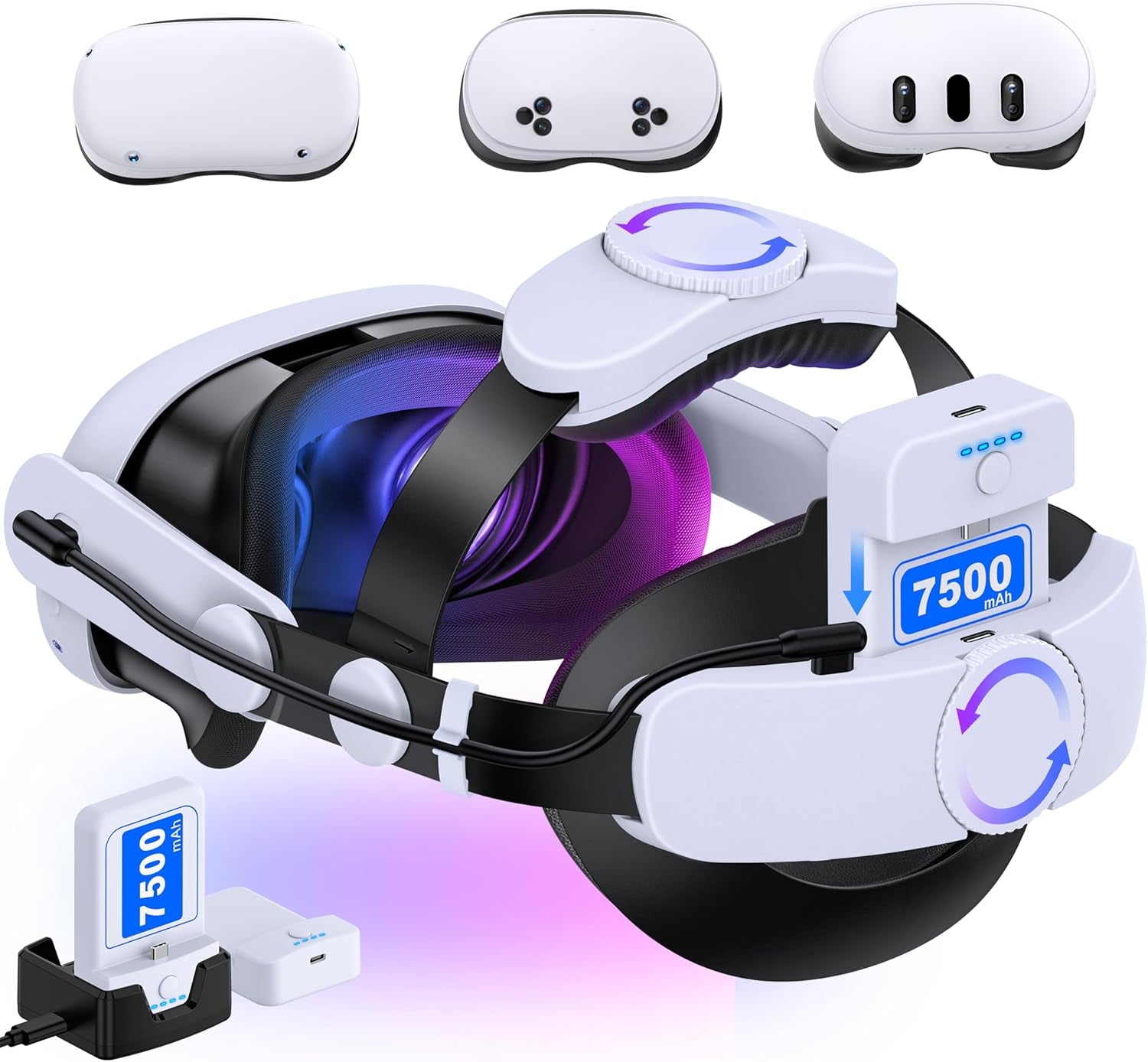 Comfort Head Strap for Meta Quest 3S/Quest 3/Quest 2 Head Strap, Double Knobs Adjustable Elite Strap Replacement,Vr Headset Accessories Strap Enhanced Support&Comfort&Reduce Pressure