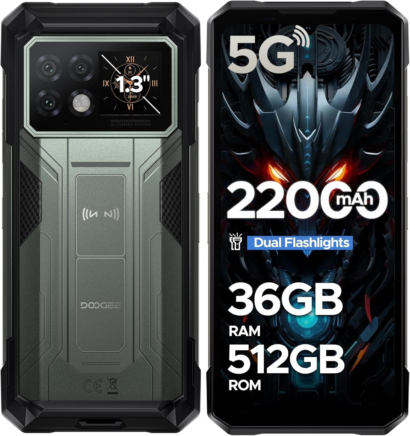 S200 Max 5G Rugged Phone Unlocked,Android 15 Rugged Smartphone with 1.3" Rear Screen,22000Mah/66W,36Gb+512Gb/Tf 2TB,108MP+20MP Night Vision Camera,6.72" Fhd+/120Hz,Dual Unlock/Nfc/5G Dual SIM