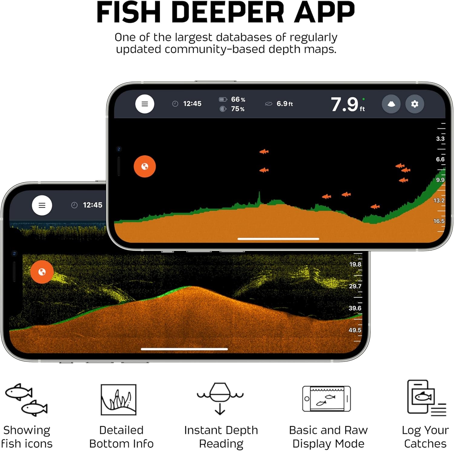 Start Fish Finder - Portable and Depth Finder for Recreational Fishing from Dock, Shore, Bank or Kayak | Castable Smart Sonar with Free User Friendly App