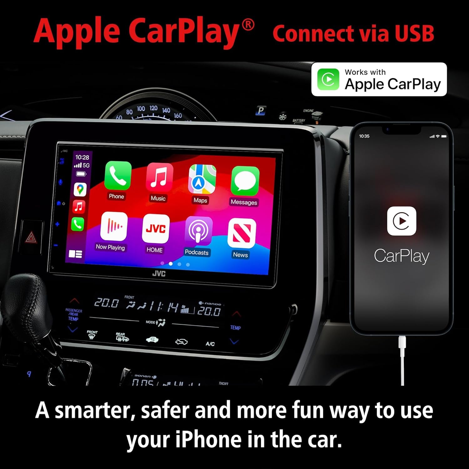 KW-M595BT Digital Car Stereo (50W X 6-Ch), Apple Carplay & Android Auto Compatible, Bluetooth-Enabled Head Unit with 6.8" LCD Display, Single DIN Touchscreen Car Stereo with USB Mirroring