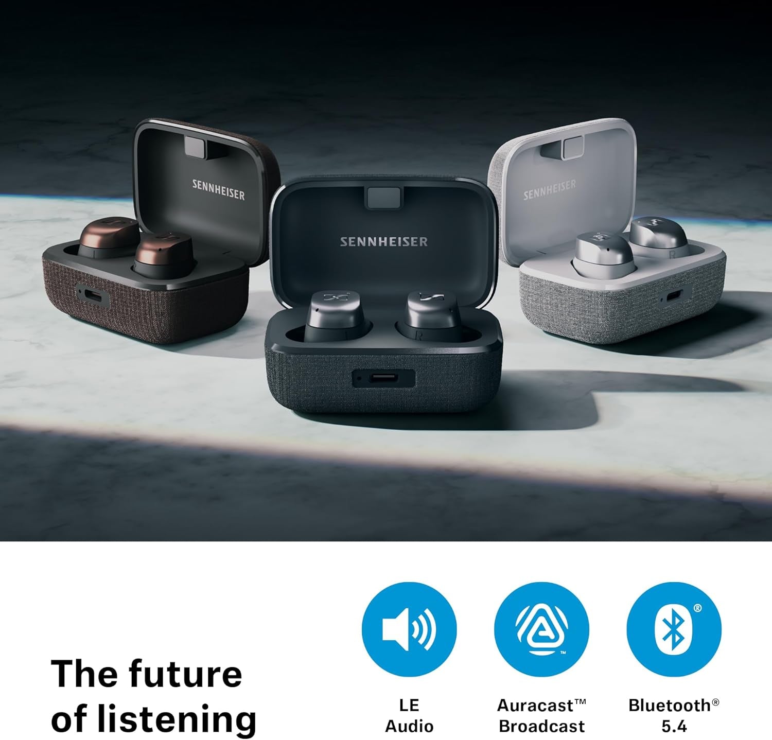 Sennheiser MOMENTUM True Wireless 4 Auriculares Inteligentes - Bluetooth 5.4, Sonido Nítido, Diseño Cómodo, 30 Horas De Autonomía Y Cancelación De Ruido Activa Adaptativa - Negro Grafito