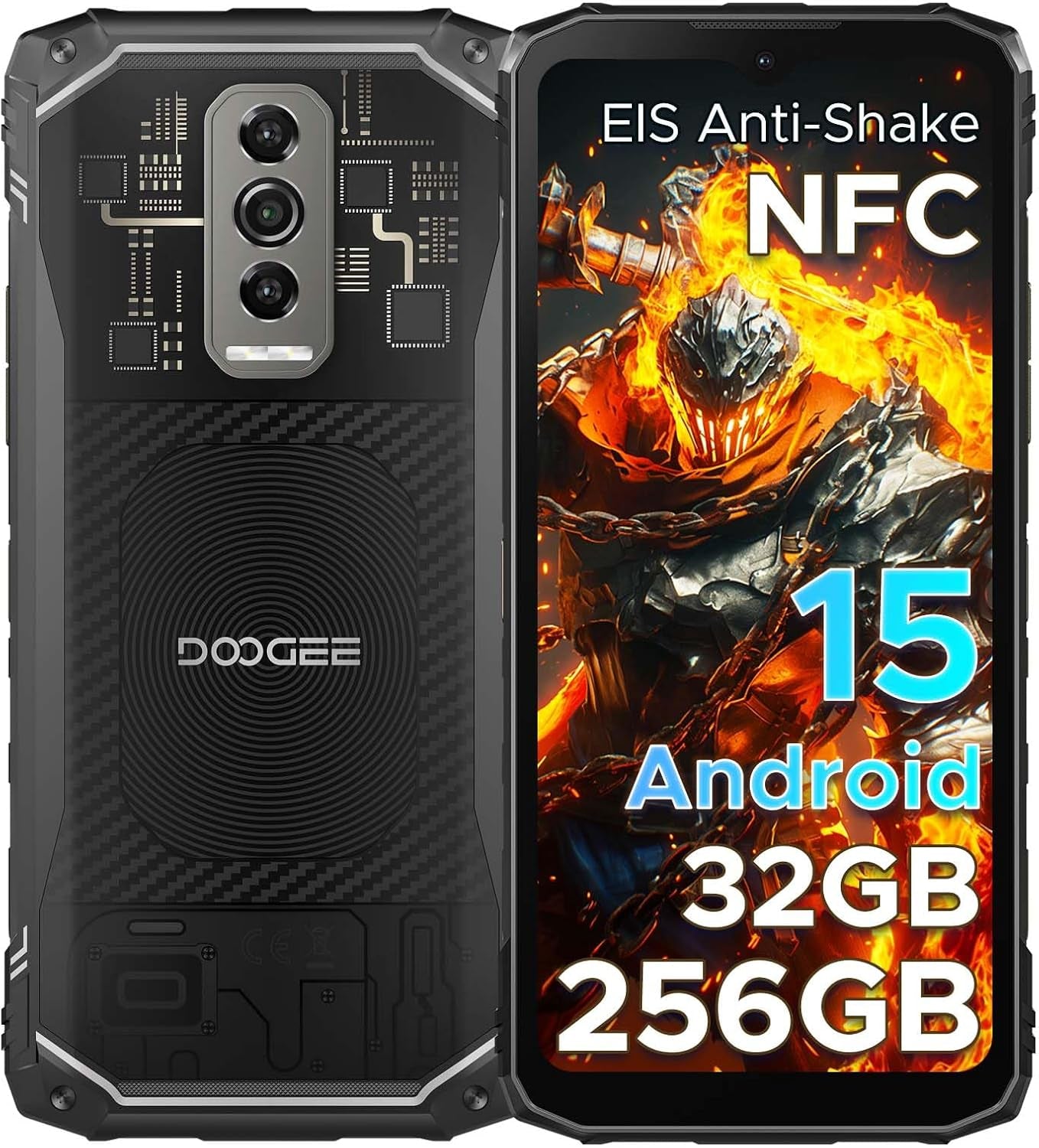 Blade 10 Ultra (2025) Android 15 Rugged Smartphone, 32GB RAM+256GB ROM Rugged Phone Unlocked, 6.56''90Hz Display,50Mp Camera, IP68/IP69K Waterproof Phones, Face ID/NFC/GPS/OTG