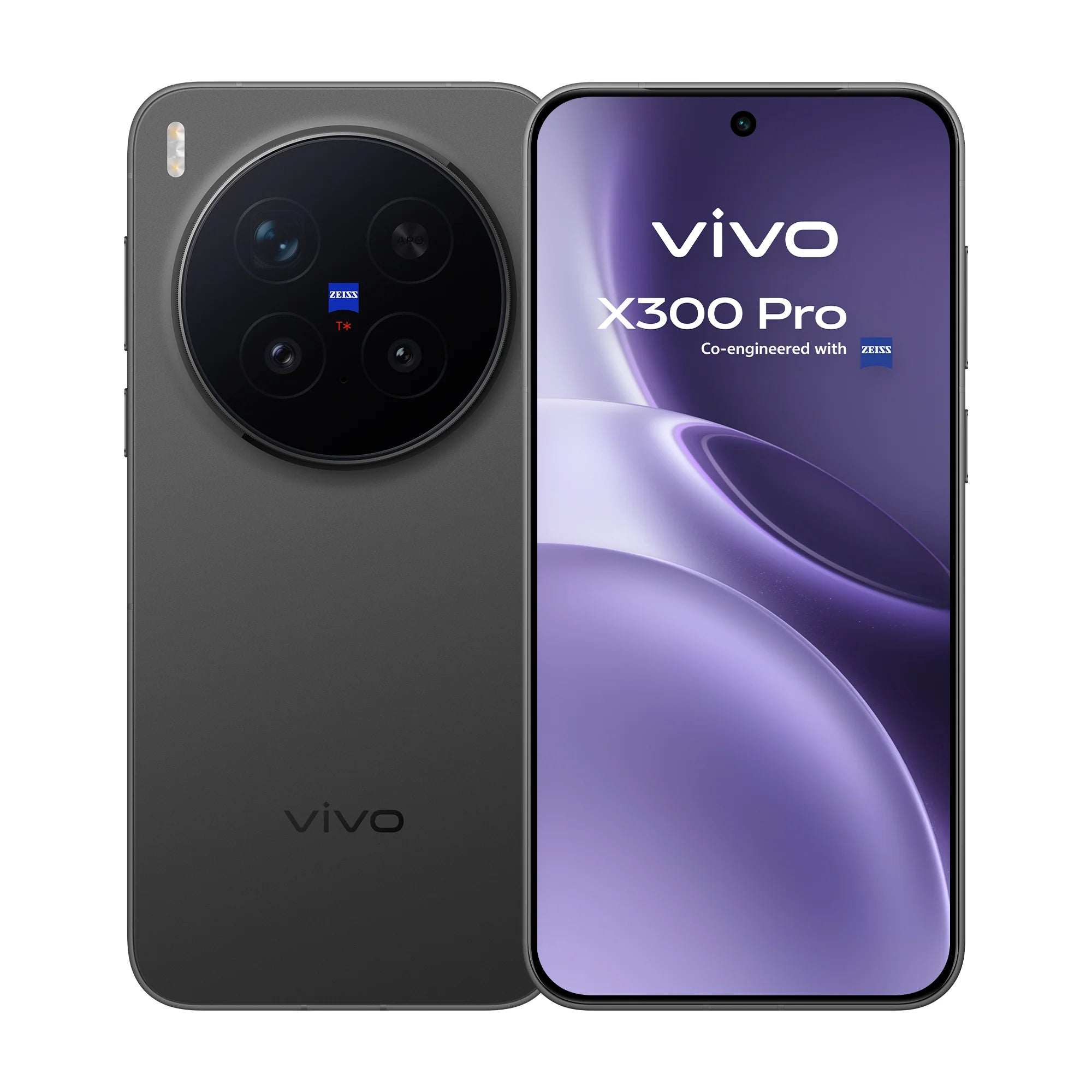 vivo X300 Pro negro: pantalla frontal y cámara trasera ZEISS.