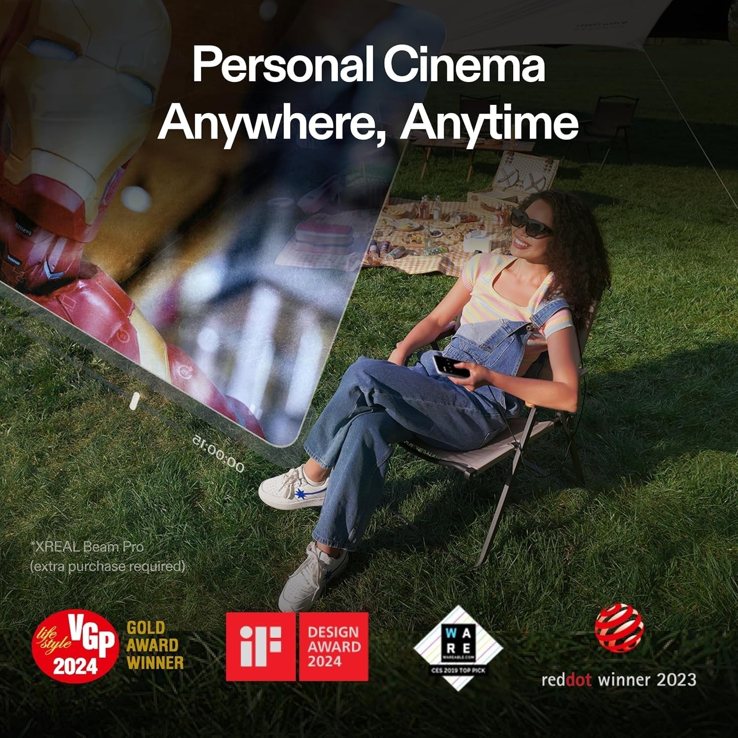 Air 2 Pro AR Glasses|46° FOV, 130" 120Hz HD Display, True Colors, Cinematic Sound, All-Day Comfort. Compatible with Iphone 16/15, Steam Deck, ROG, Mac, PC, Android & Ios