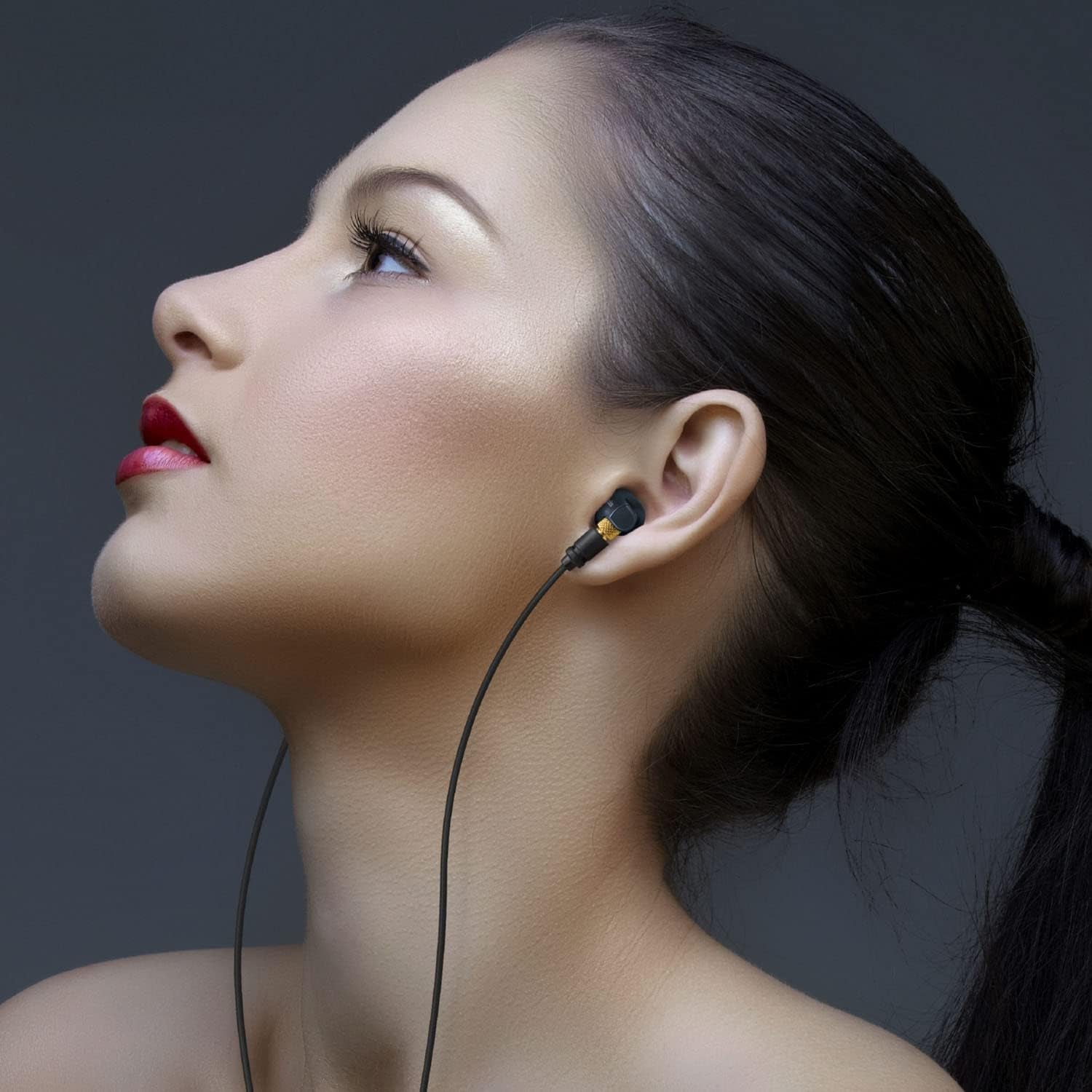 Premium In- Ear Monitors IEM, High-Fidelity Wired In-Ear Earbuds Earphones with Innovative 10Mm Driver for Ultra-Low Distortion - EAH-TZ700, Black/Gold