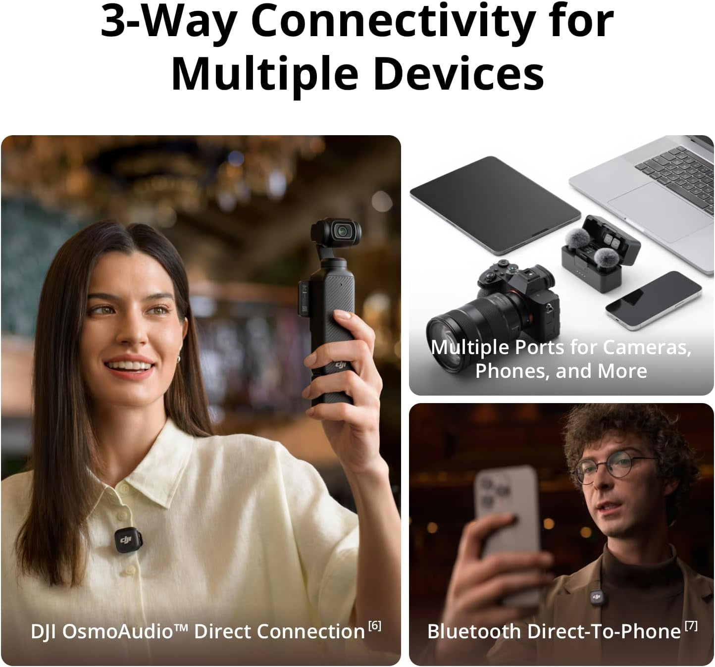 Mic 3 (1 TX + 1 RX), Wireless Lavalier Mic for Iphone/Camera/Android, Ultralight, Extended Operating Time & Fast Charging, 1312Ft (400M) Transmission, Noise Cancelling, Vlog, Streaming