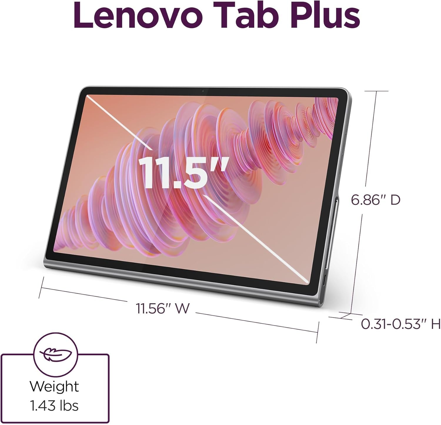Tab plus - 2024 - Premium Entertainment Tablet - 8 JBL® Speakers - 11.5" 2K LCD Touch Display - 8GB Memory - 128GB Storage - Mediatek™ Helio G99 - Folio Case Included - Luna Grey