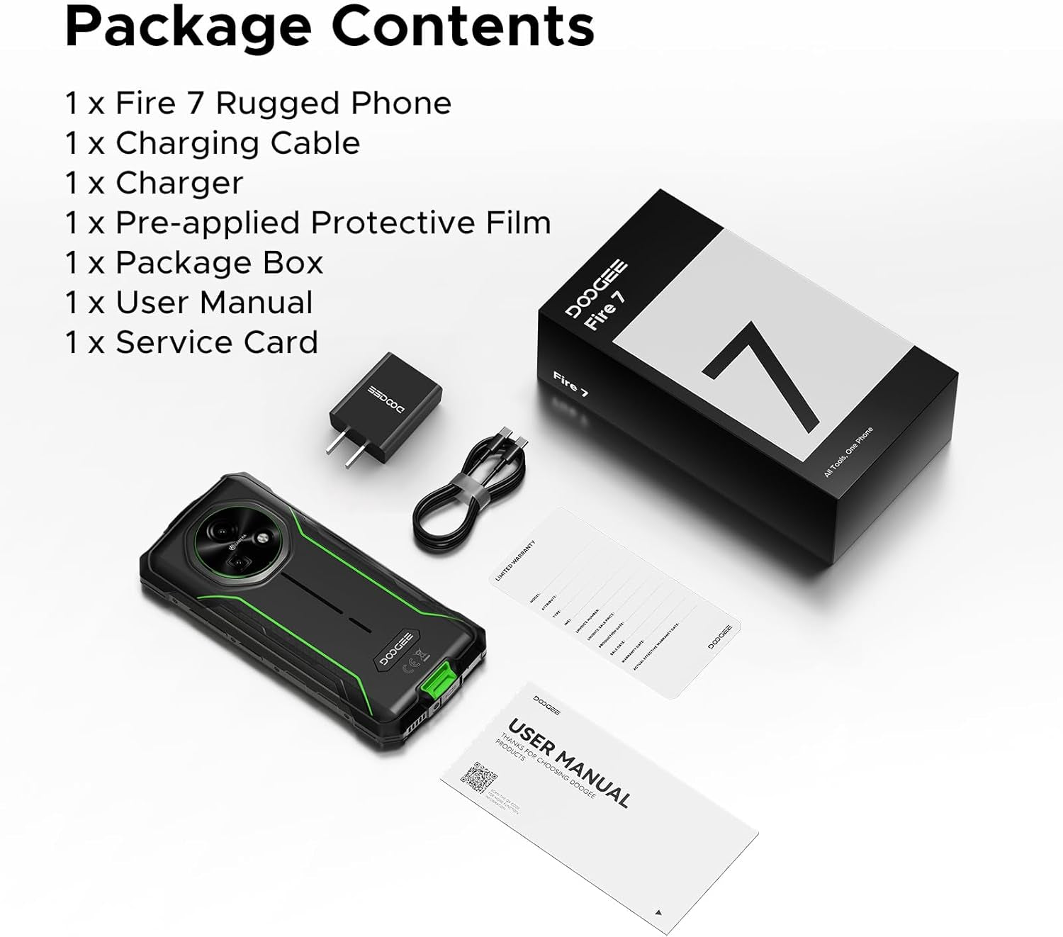 Fire 7(2025) AI 5G Rugged Phone,13000Mah/18W,Android 15 Rugged Smartphone,16Gb+256Gb/Tf 2TB,6.6" HD+ 90Hz Dimensity 6300 Gaming Phones,64Mp+16Mp,Ip68/Ip69K Waterproof,Nfc/Otg/Face ID