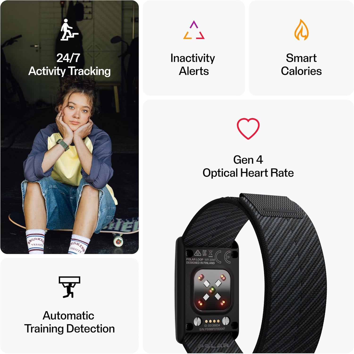 Loop – Smart Screen-Free Wearable Health & Fitness Band with 24/7 Heart Rate, Sleep & Activity Tracking, Automatic Training Detection, No Subscription, 8-Day Battery.