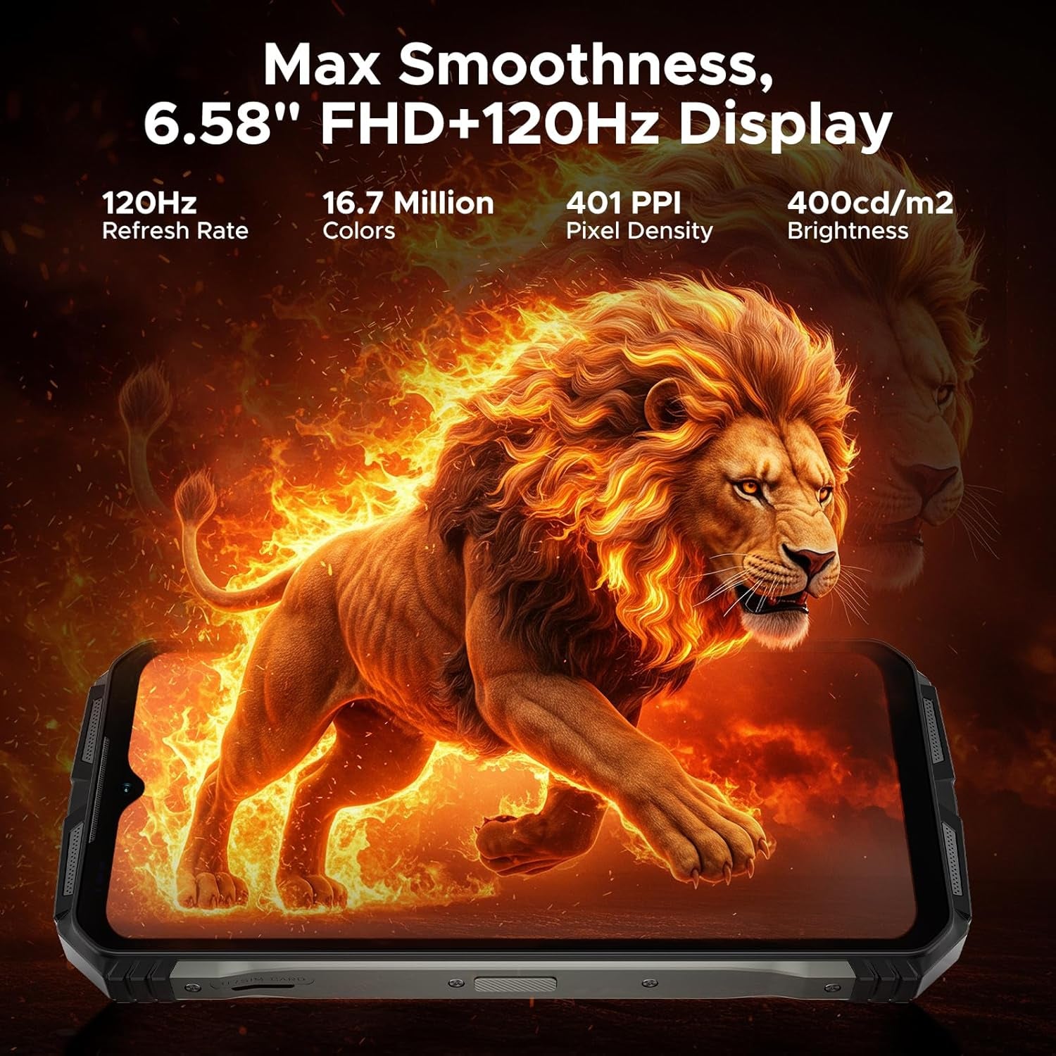 V Max S (2025) 5G Unlocked Rugged Phone,Dual Camping Lights,22000Mah Battery,Android 14,24GB+256GB/TF 2TB Rugged Smartphone,108Mp+16Mp,6.58”Fhd+120Hz IPS Screen,Dual Unlock/Nfc/Wifi6(Tarnish)