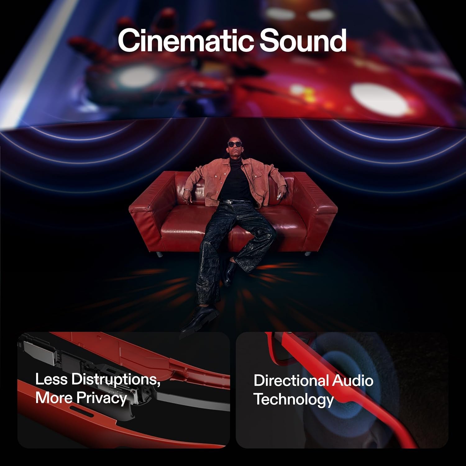 Air 2 Pro AR Glasses|46° FOV, 130" 120Hz HD Display, True Colors, Cinematic Sound, All-Day Comfort. Compatible with Iphone 16/15, Steam Deck, ROG, Mac, PC, Android & Ios