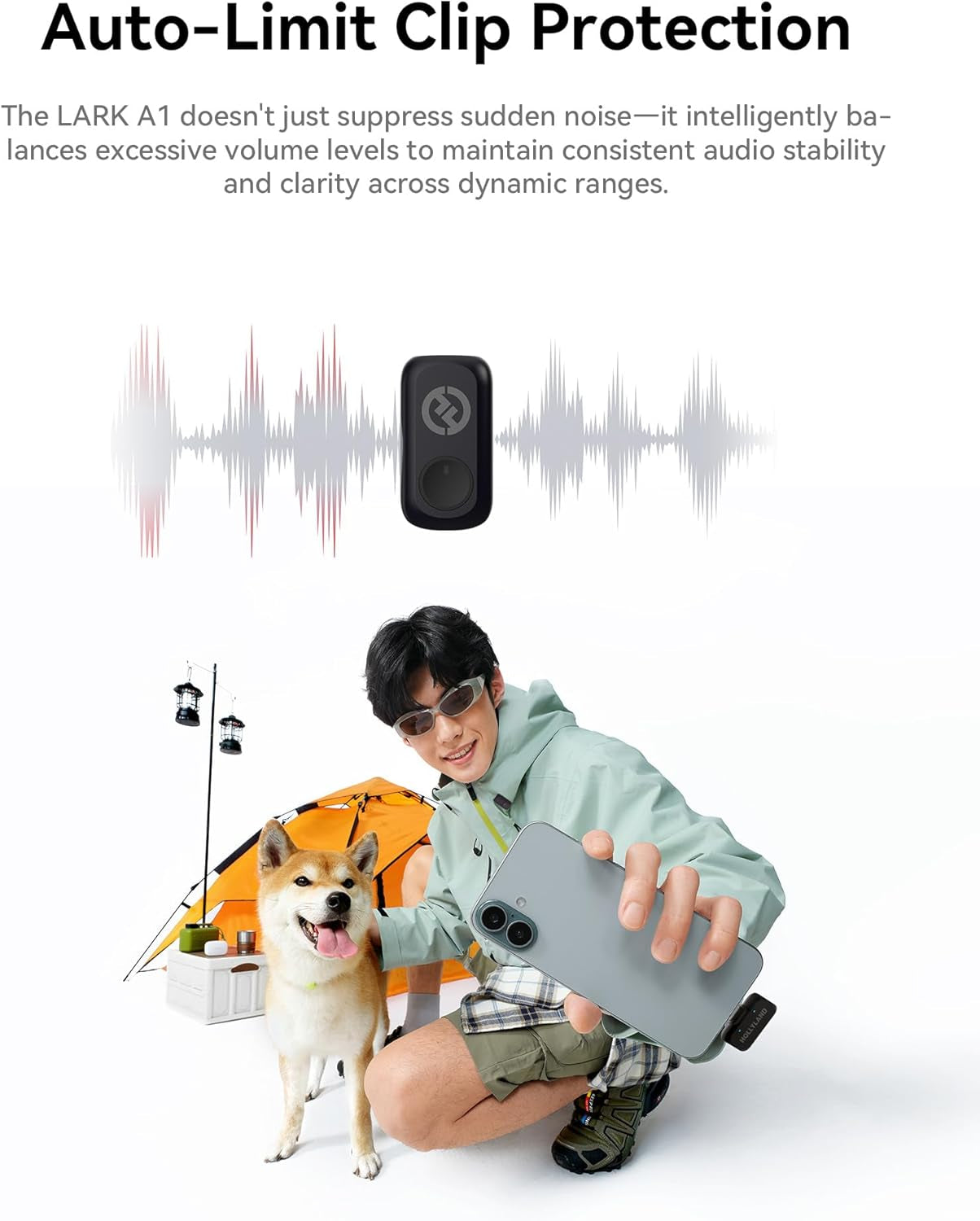 Lark A1 Wireless Microphone for Iphone 17/16/15 & Android, 48Khz/24-Bit, 3-Level Intelligent Noise Cancel, Magnetic Mini Mic for Youtube, Podcast, Vlogging (Black, 2TX + USB-C RX)