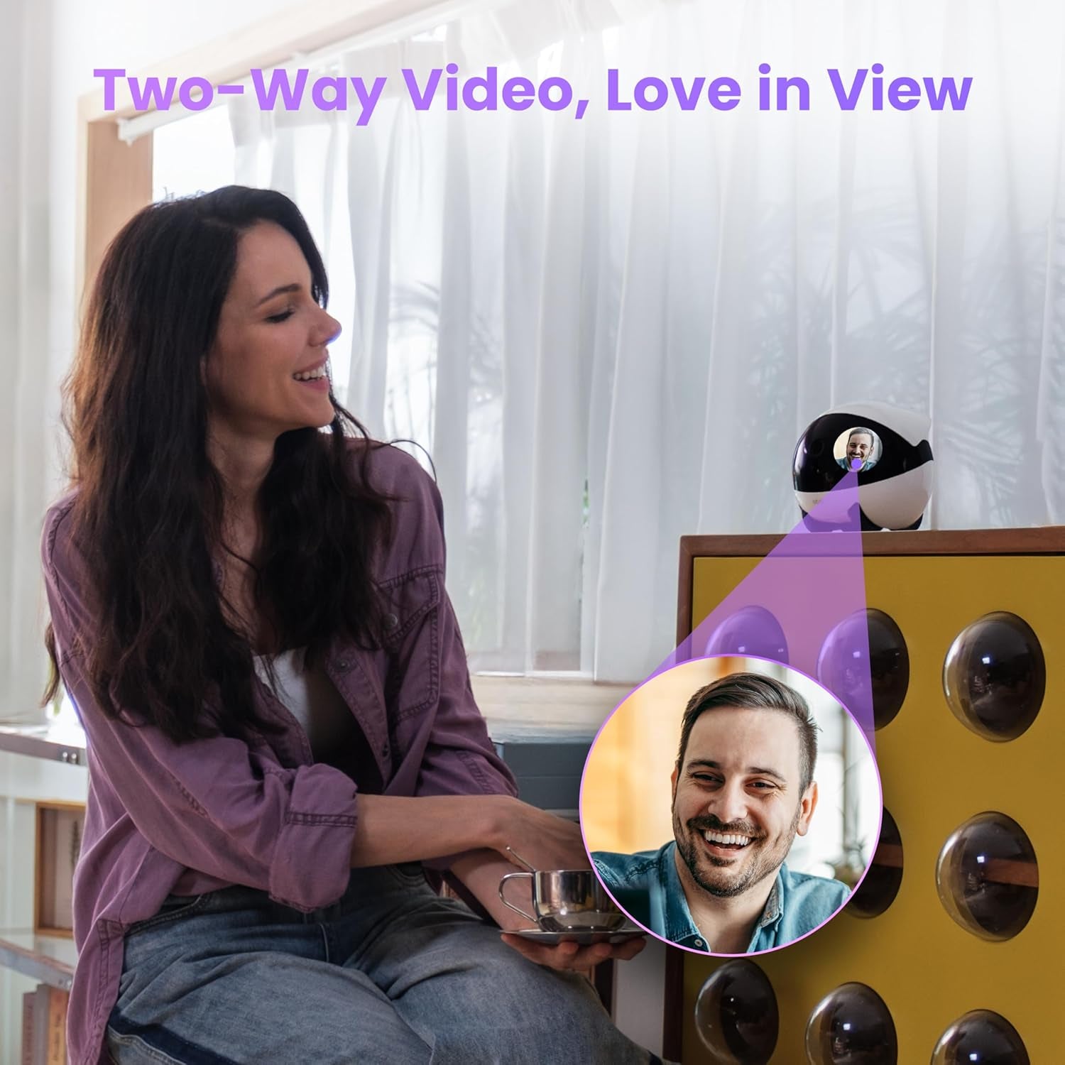 Air 2 plus Familybot 3K Home Camera Robot: Indoor Camera, Movable Robot Companion, 2-Way Video, AI Chat Mode, Auto-Recharge, Long Battery Life, Custom Facial Image, Night Vision