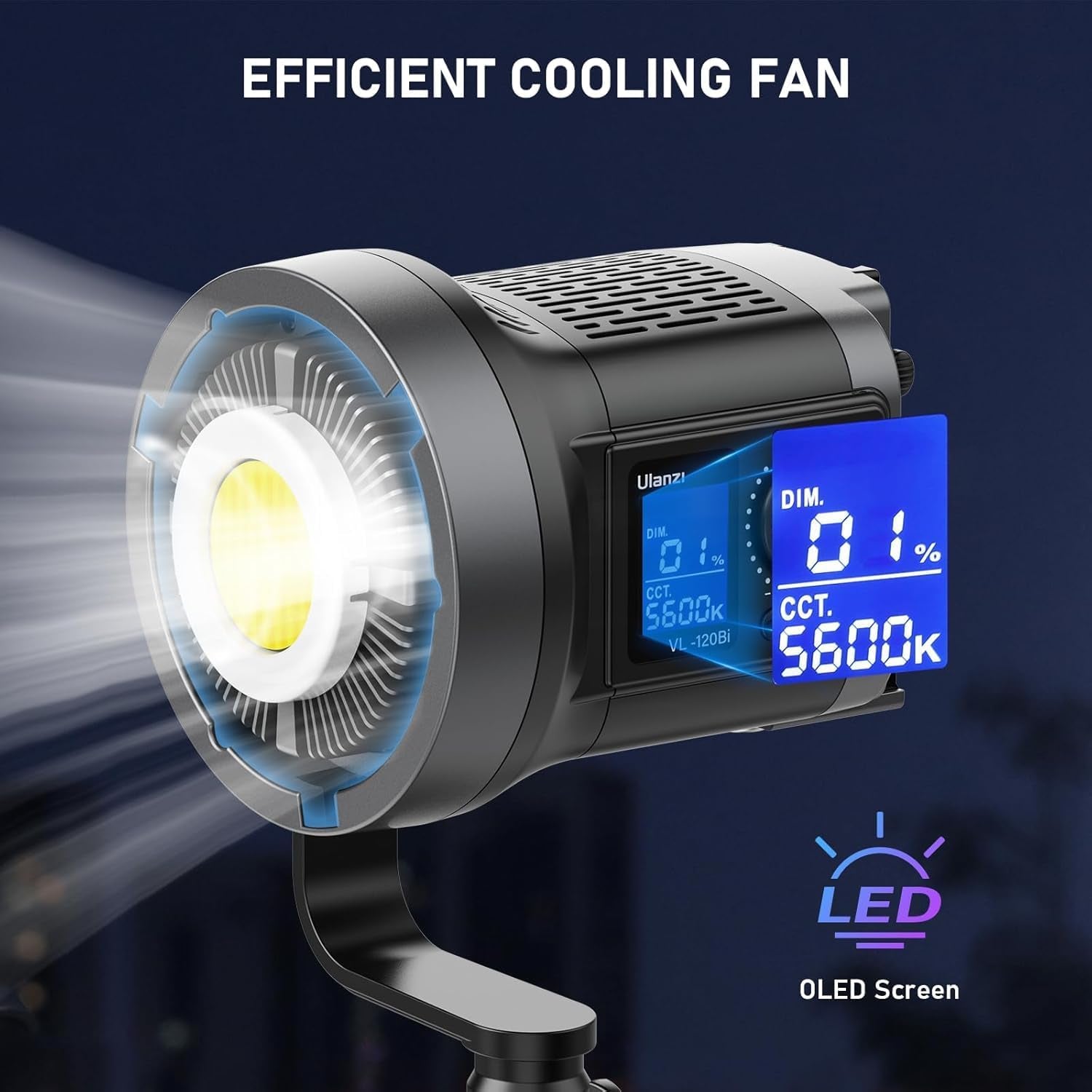 V-Mount LED Video Light COB Continuous Output Lighting, 120W Bi Color 2700K-6500K COB Bowens Mount Photography Fill Light 20700Lux/1M 20 Preset Effects with APP Control Studio Light