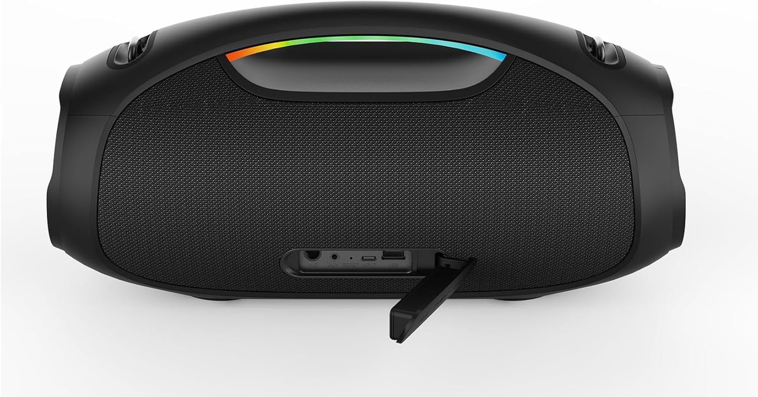 Portable Wireless Bluetooth Speaker - 120W with Dual Woofer Deep Bass, RGB Lighting, Indoor/Outdoor Boombox, Bluetooth 5.3, IPX6 Water Resistant, USB-C, 11-Hr Playtime, 2 Sound Modes - SP-PA15BT