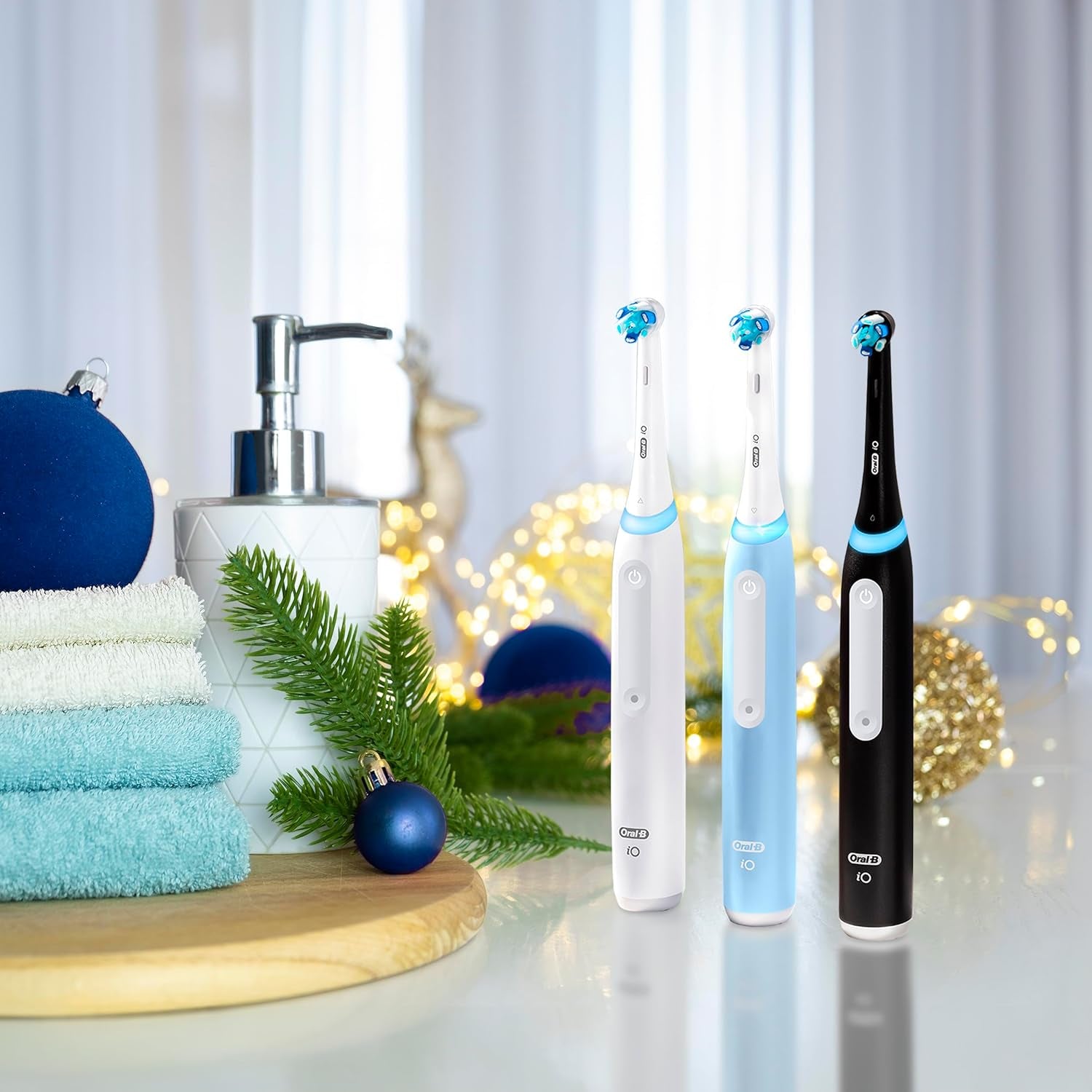 Io Deep Clean Rechargeable Electric Toothbrush, Black, Io Series 3 Limited, 2 Brush Heads, Travel Case, Pressure Sensor, 3 Cleaning Settings
