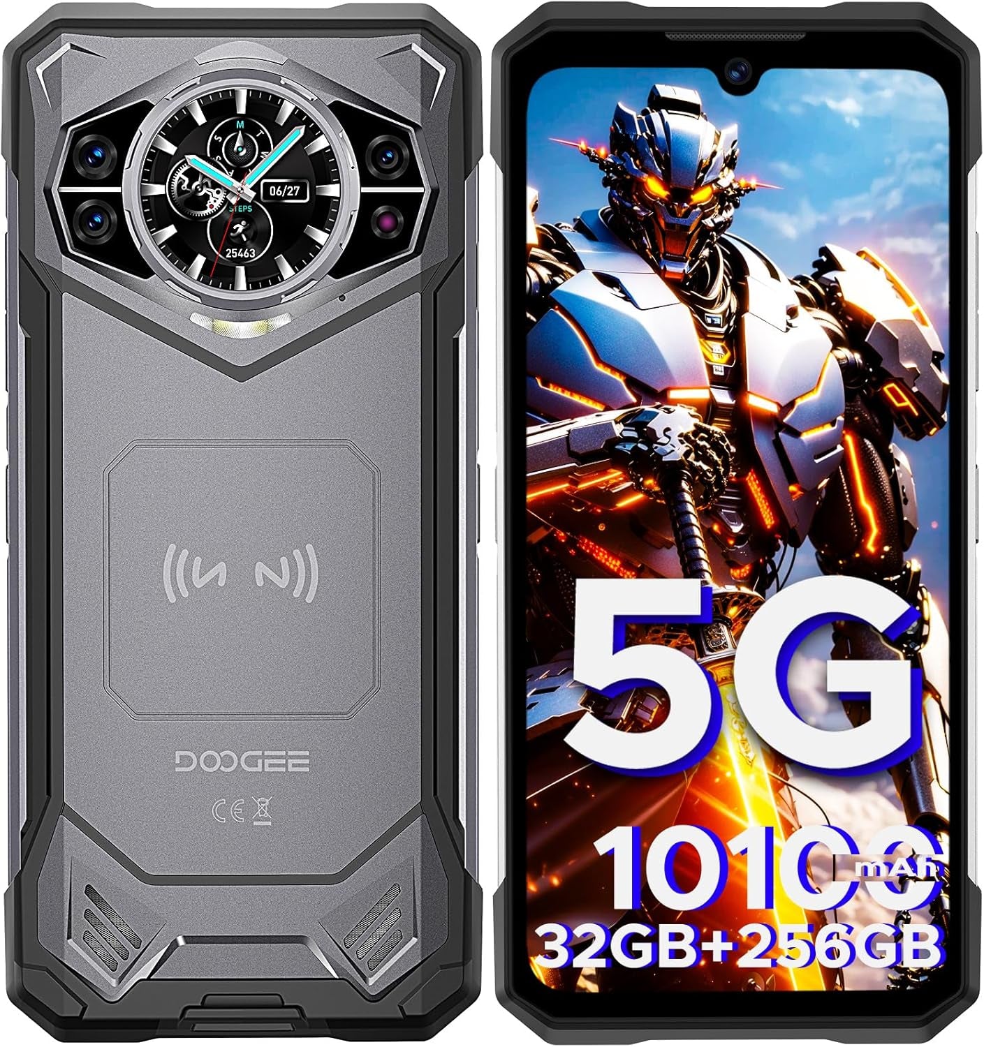 S200 Rugged Smartphone 5G Unlocked, 256GB+32GB RAM Rugged Phone with 1.32" Rear Screen, 10100Mah Battery,6.58" FHD+ 120Hz Display,100Mp + 20MP Night Vision Camera,Dual SIM Waterproof Cell Phone