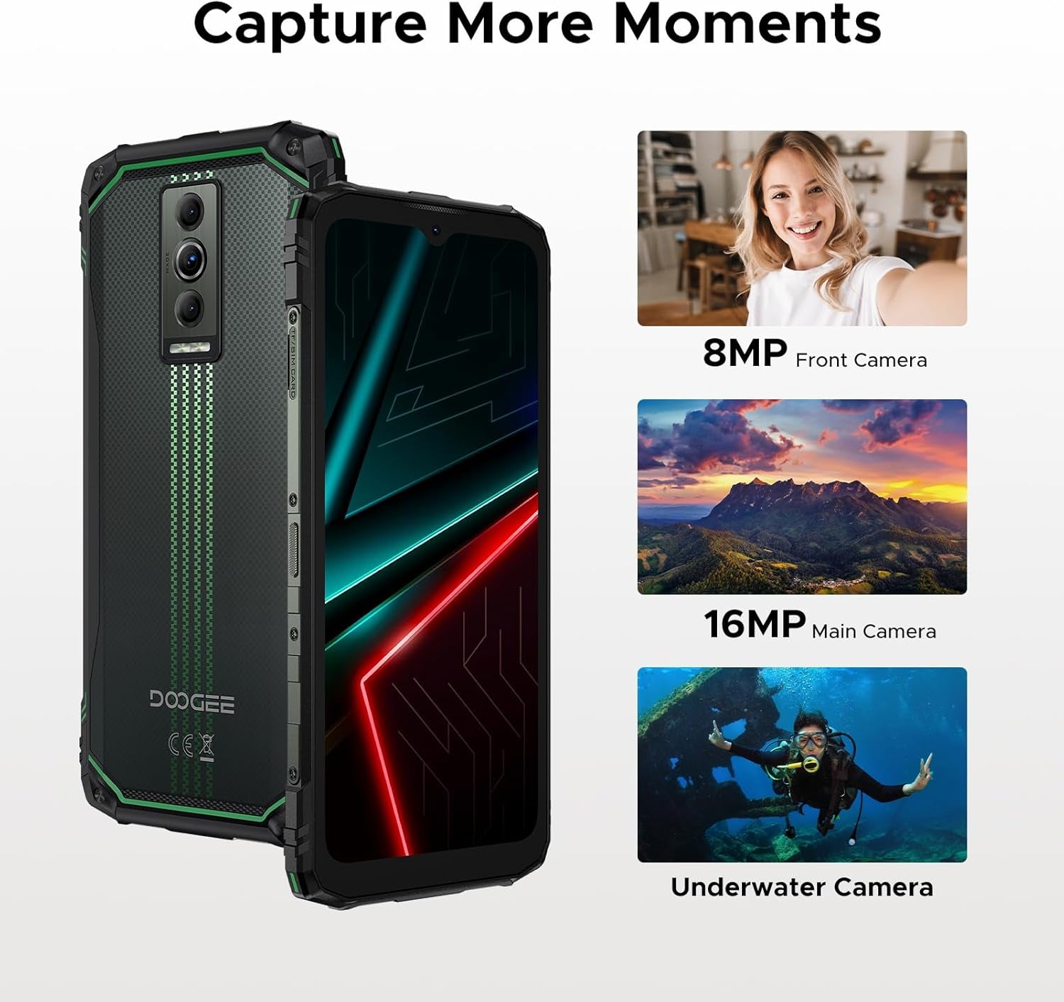 Blade10 Energy Android 15 Rugged Smartphone 4.5G,10.7Mm Ultra-Thin,24Gb+128Gb/Tf 2TB Octa Core Rugged Phone,6.56"Hd+ 90Hz,16Mp Camera,Ip68/Ip69K Waterproof Phone,6150Mah/Widevine L1/Nfc/Face ID