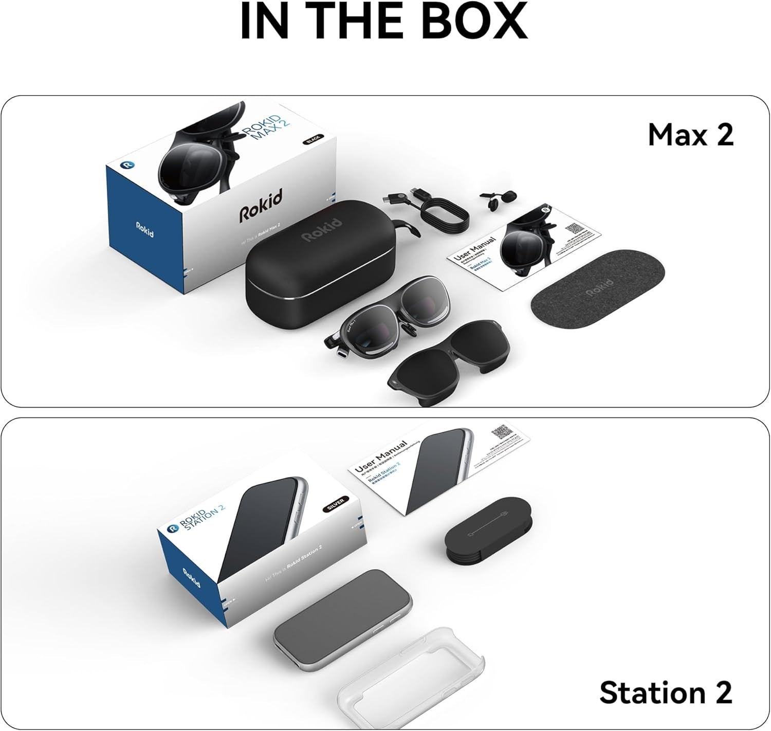 AR Spatial Video Glasses with 3-Screen Display, Max2 Black AR Glasses & Station2 Spatial Computer with 360" Micro-Oled, 120Hz OLED, 600 Nits, Multi-Tasking for Gaming