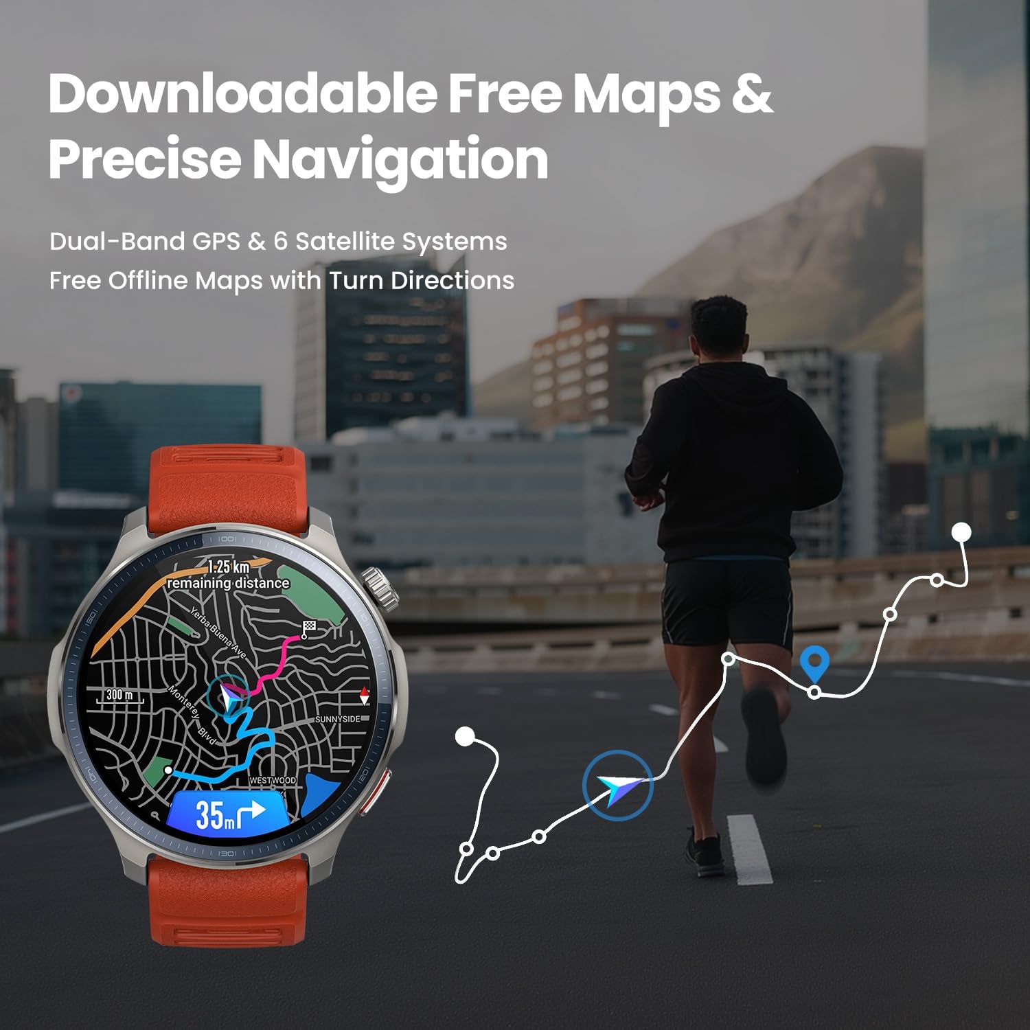 Balance 2 Smart Watch 47Mm AMOLED Sapphire Glass Display, Offline Maps, Dual Band GPS, 21 Days Battery, 170+ Sport Modes, Hyrox & Golf Mode, Heart Rate & Sleep Tracker for Android & Iphone