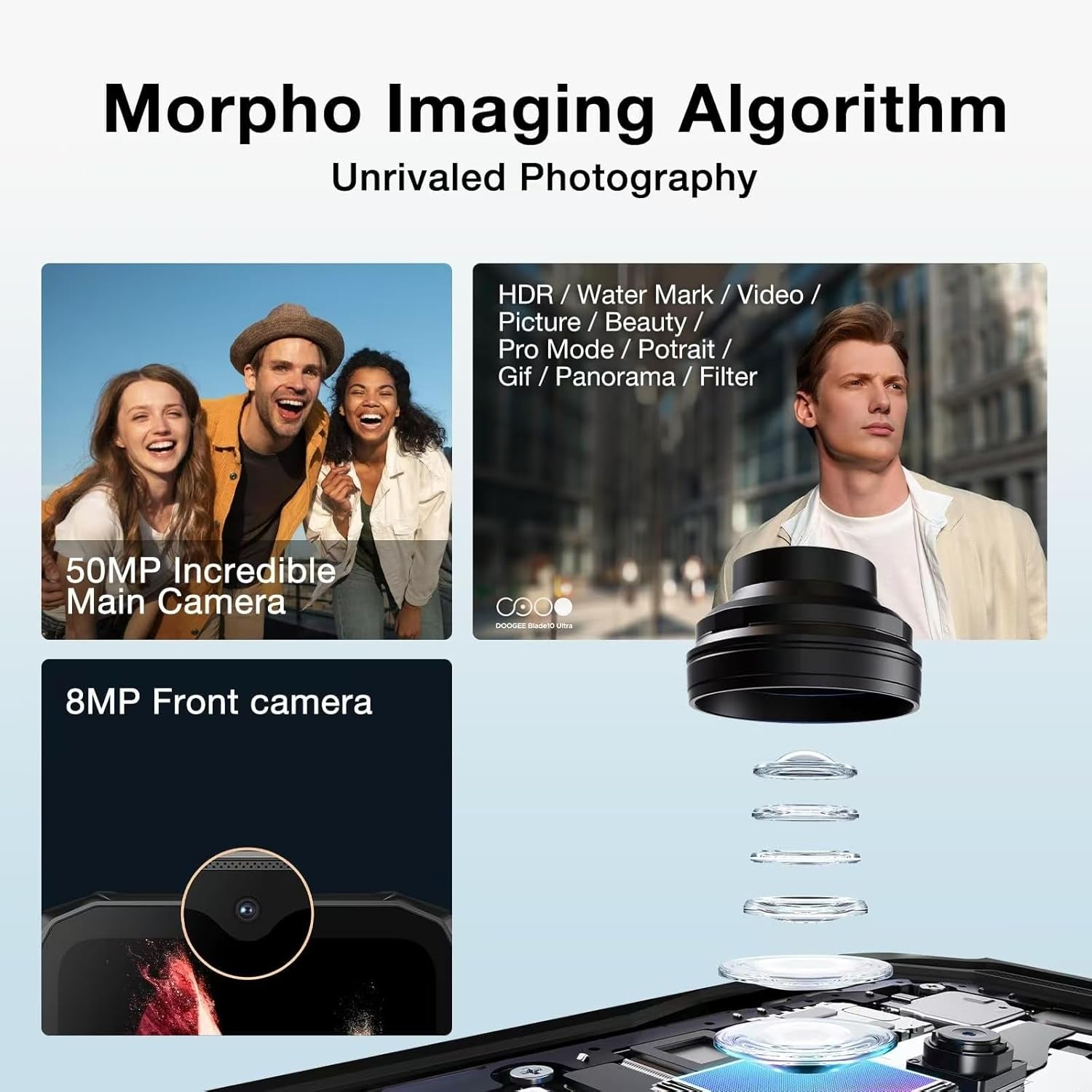 Blade 10 Ultra (2025) Android 15 Rugged Smartphone, 32GB RAM+256GB ROM Rugged Phone Unlocked, 6.56''90Hz Display,50Mp Camera, IP68/IP69K Waterproof Phones, Face ID/NFC/GPS/OTG