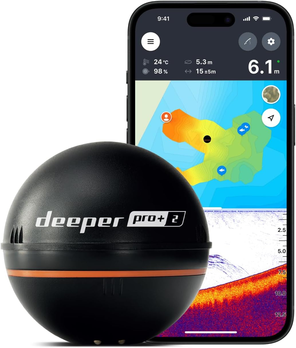 PRO+ 2 Sonar Fish Finder - Portable Fish Finder and Depth Finder for Kayaks, Boats and Ice Fishing with GPS Enabled | Castable  Fish Finder with FREE User Friendly App