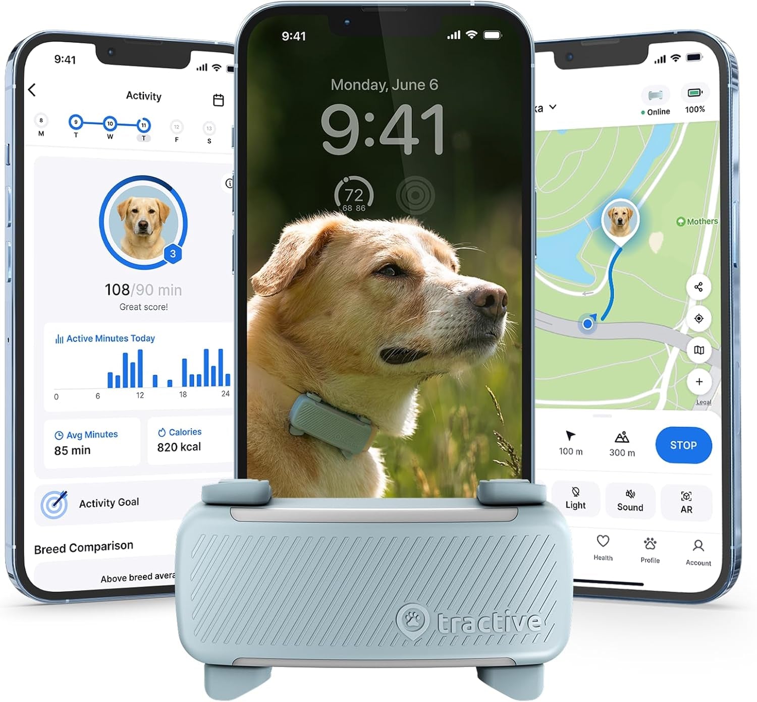 Smart Dog GPS Tracker | Live Pet Tracker with Virtual Fence | Vital Signs Monitoring of Heart & Respiratory Rate | Bark Monitoring | Dog Collar Attachment (Black)