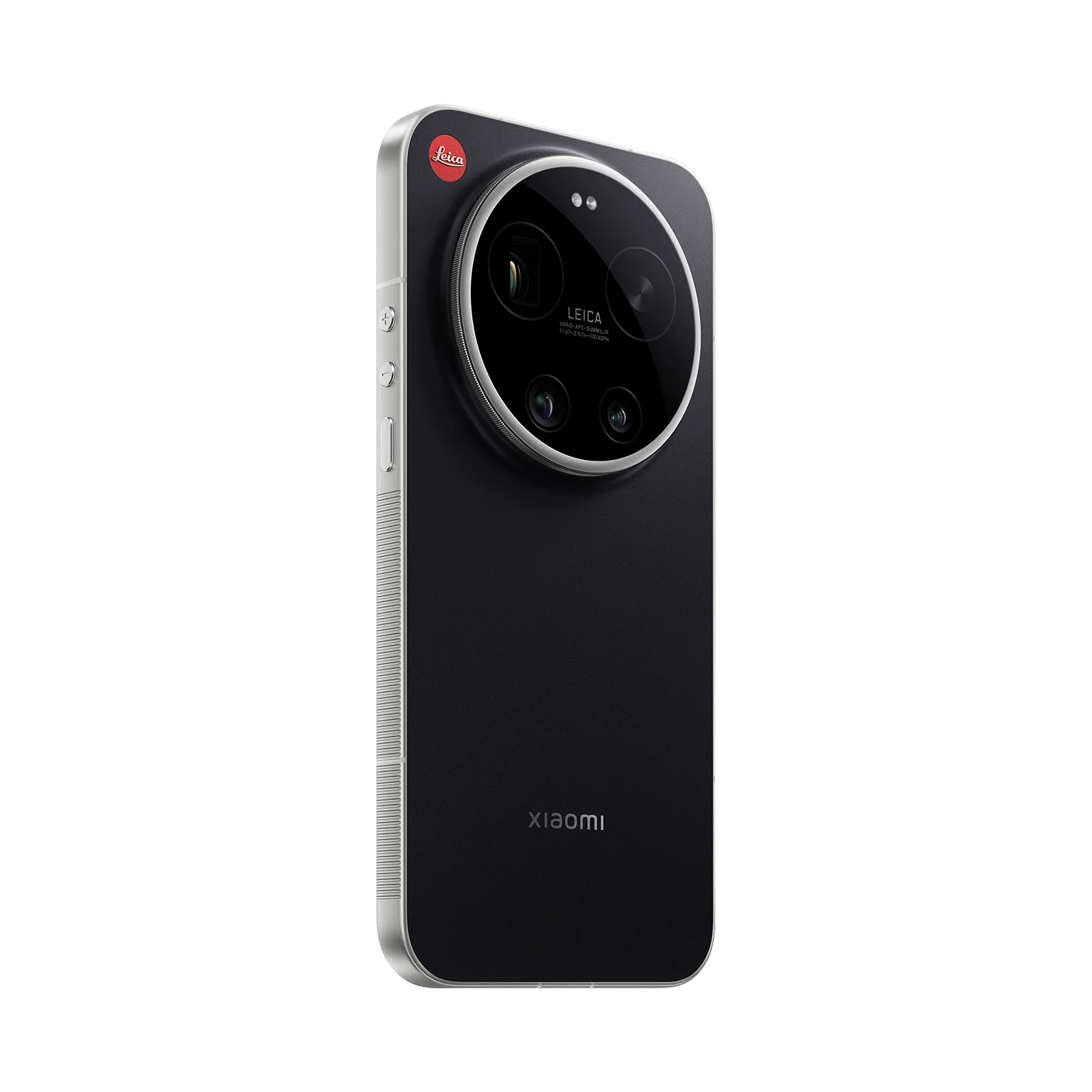 Smartphone Xiaomi 17 Ultra negro, vista trasera en ángulo izquierdo