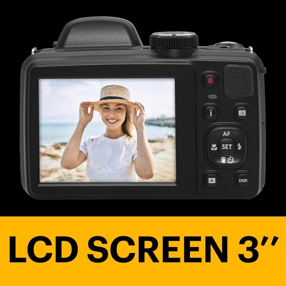 PIXPRO AZ425-BK 20MP Digital Camera 42X Optical Zoom 24Mm Wide Angle Lens 1080P Full HD Video Optical Image Stabilization Li-Ion Battery 3" LCD Vlogging Camera (Black)