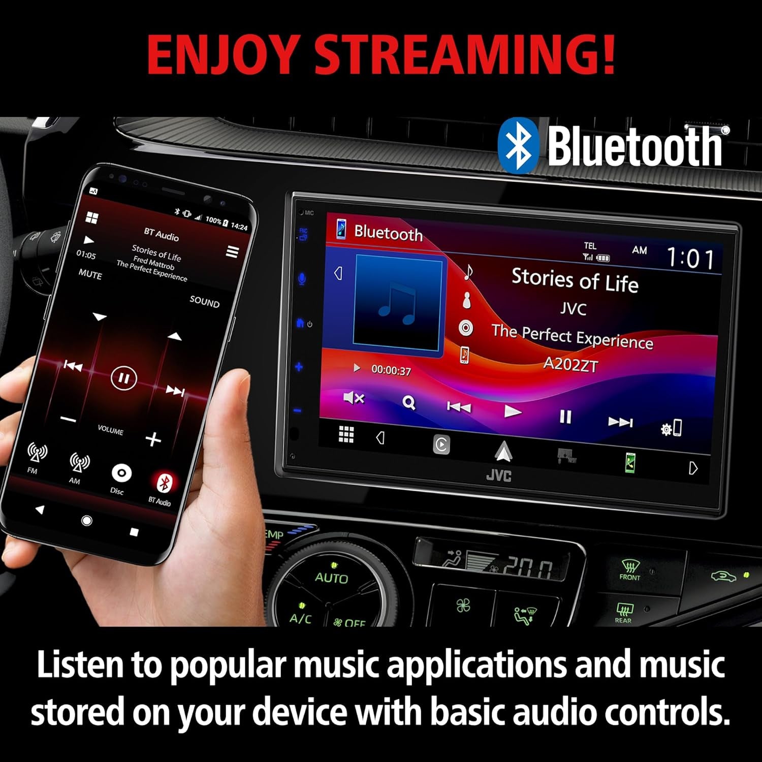 KW-M690BW 6.8" Capacitive Touchscreen Car Stereo – Wireless Apple Carplay & Android Auto, Bluetooth, USB Mirroring, 13-Band EQ