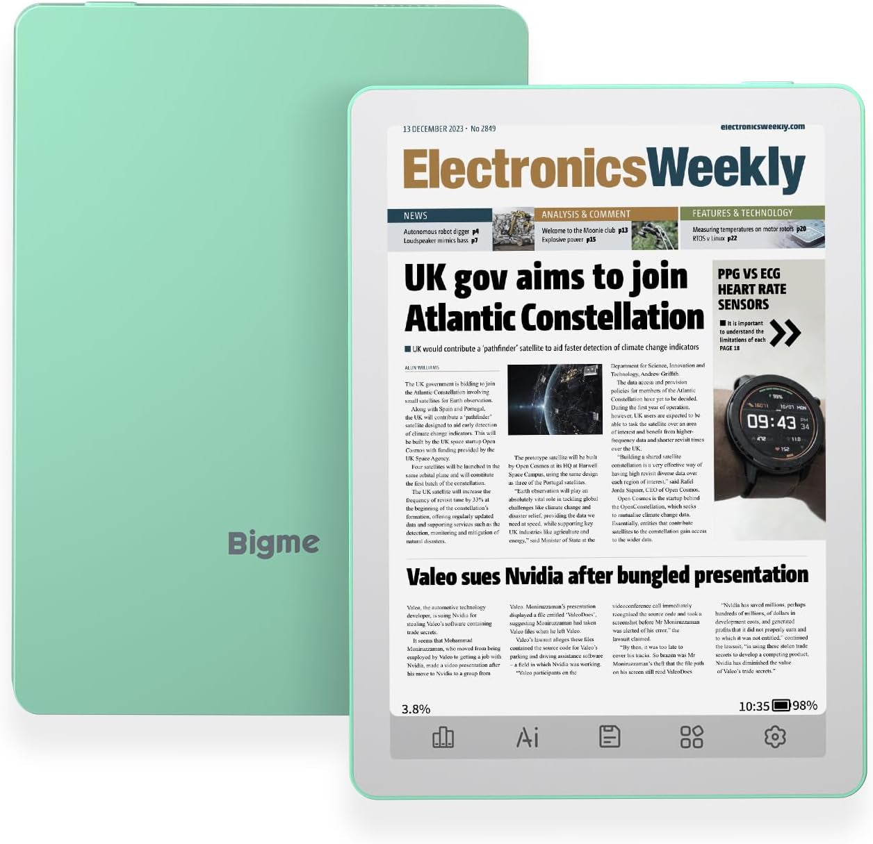 B6 Color Ebook Reader, 6 Inch E-Paper Tablet, 4GB+64GB Storage, Android 14, Black